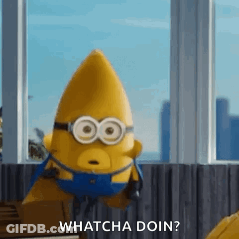 Minion Sitting In Front Of Window Asking Whatcha Doin GIF