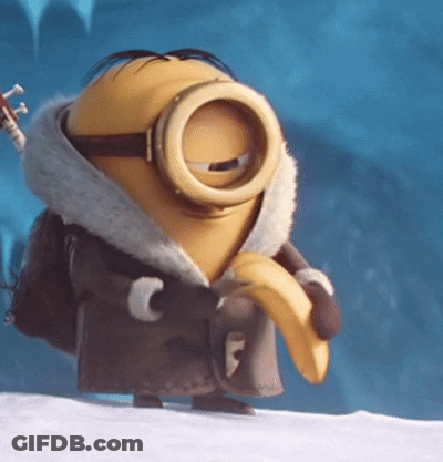 Minion Holding Banana And Wearing Coat GIF