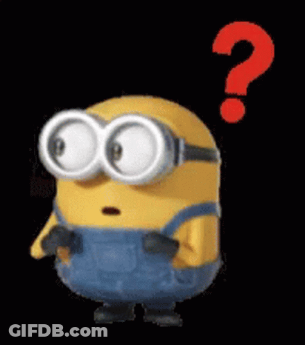 A Cartoon Minion With A Question Mark Above His Head GIF