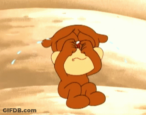 A Cartoon Monkey Is Crying With Tears Running Down His Face GIF