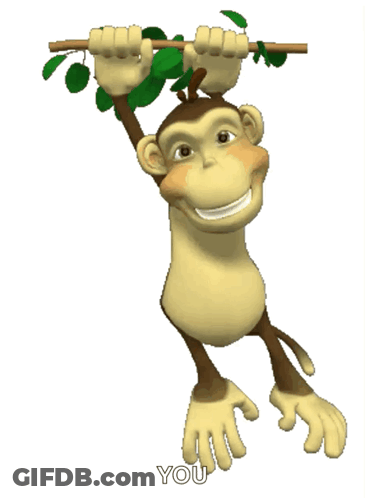 A Cartoon Monkey Is Hanging From A Tree Branch With The Words You Below It GIF