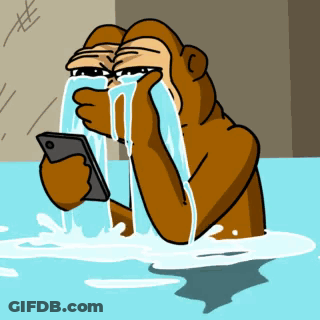 A Cartoon Monkey Is Holding A Cell Phone And Crying GIF