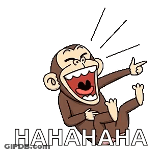 A Cartoon Monkey Is Laughing And Pointing At Something While Holding Its Leg . GIF