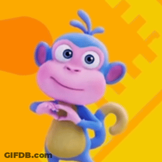 A Cartoon Monkey Is Making A Heart Shape With His Hands On A Yellow Background . GIF