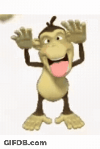 A Cartoon Monkey Is Sticking Its Tongue Out And Waving GIF