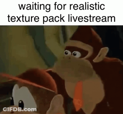 A Cartoon Monkey Is Waiting For A Realistic Texture Pack Livestream GIF