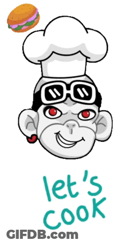 A Cartoon Monkey Wearing A Chef 'S Hat And Sunglasses With The Words Let 'S Cook Below It GIF