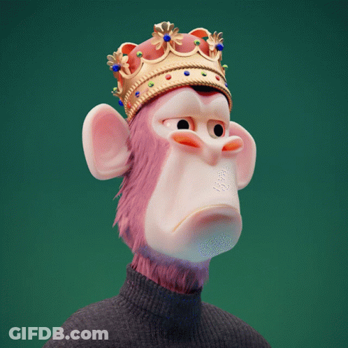 A Cartoon Monkey Wearing A Crown And A Turtleneck GIF
