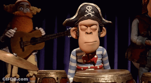 Cartoon Monkey Pirate Hat With Skulls And Crossbones GIF