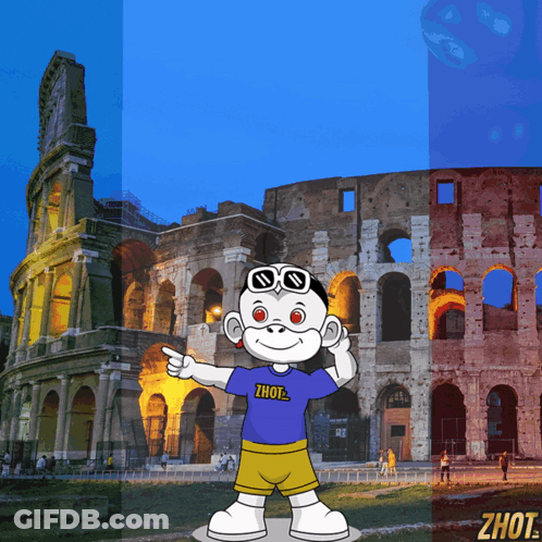 A Cartoon Monkey Wearing A Shirt That Says ' Zhou ' On It GIF