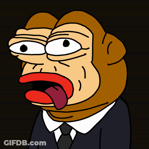 A Cartoon Monkey Wearing A Suit And Tie With His Tongue Out GIF
