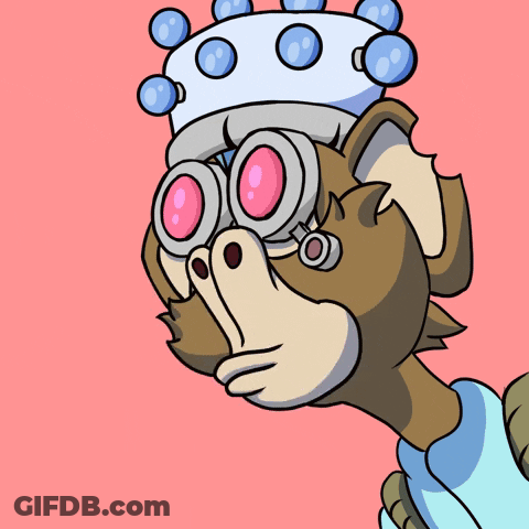 A Cartoon Monkey Wearing Glasses And A Crown GIF
