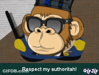 A Cartoon Monkey Wearing Sunglasses And A Crown Says " Respect My Authortah " GIF