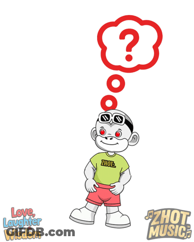 A Cartoon Monkey With A Question Mark Above His Head GIF