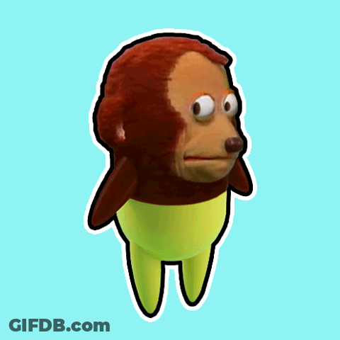A Cartoon Monkey With Big Eyes And A Yellow Body Is Against A Blue Background GIF