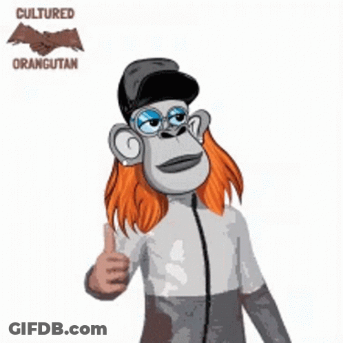 A Cartoon Monkey With Red Hair And Glasses Is Wearing A Hat And Sunglasses . GIF