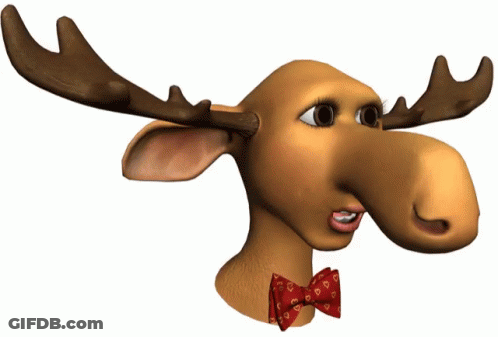 A Cartoon Moose Wearing A Bow Tie With Hearts On It GIF