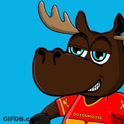 A Cartoon Moose Wearing A Doyoumoose Jersey GIF