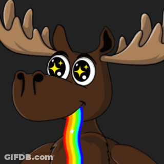 A Cartoon Moose With A Rainbow Coming Out Of Its Nose GIF