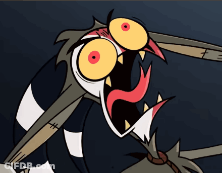 Cartoon Mosquito With Open Mouth And Red Tongue GIF