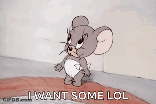 A Cartoon Mouse In A Diaper Is Screaming And Saying I Want Some Lol GIF