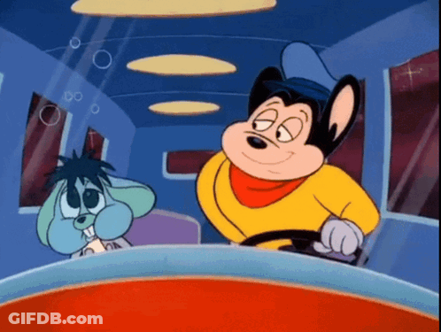 A Cartoon Mouse Is Driving A Car Next To A Smaller Mouse GIF