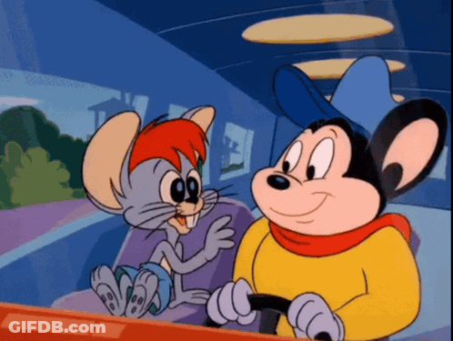 A Cartoon Mouse Is Sitting Next To Another Mouse GIF
