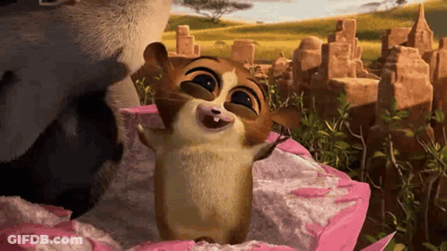 A Cartoon Mouse Is Standing In A Pink Box With Its Arms Outstretched . GIF