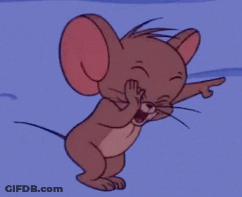 A Cartoon Mouse Is Standing On Its Hind Legs And Pointing At The Camera . GIF