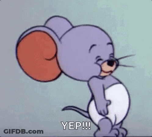 A Cartoon Mouse Wearing A Diaper And A Boxing Glove Is Smiling . GIF