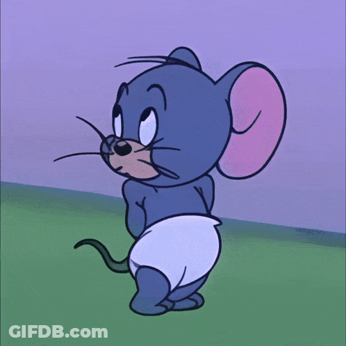 A Cartoon Mouse Wearing A Diaper Smiles For The Camera GIF