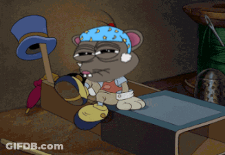 A Cartoon Mouse Wearing A Top Hat And A Bandana GIF