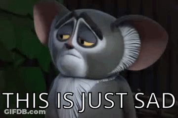 A Cartoon Mouse With A Sad Look On His Face And The Words This Is Just Sad Below Him GIF