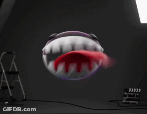 A Cartoon Mouth With A Red Tongue Sticking Out Is Floating In The Air GIF