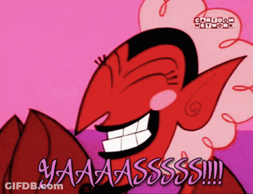 A Cartoon Network Advertisement With A Laughing Devil GIF