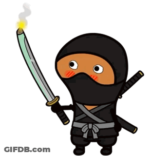 A Cartoon Ninja Holding A Sword And A Torch GIF