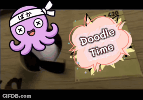 A Cartoon Octopus Wearing A Headband That Says ' X ' On It GIF