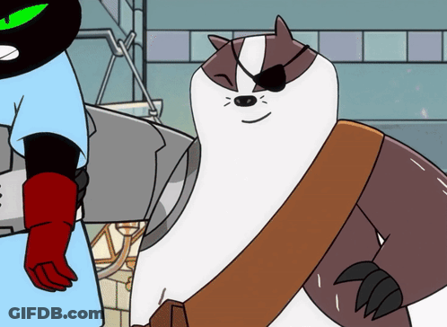 A Cartoon Of A Badger With An Eye Patch GIF