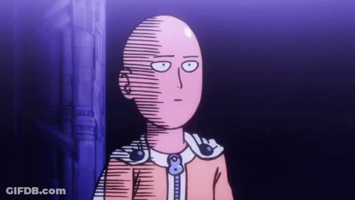A Cartoon Of A Bald Man With A Zipper On His Jacket Is Standing In A Dark Room . GIF