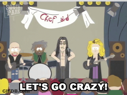 A Cartoon Of A Band With The Words Let 'S Go Crazy Below Them GIF