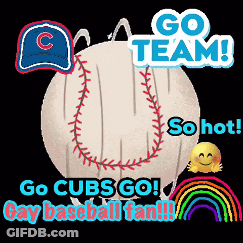 A Cartoon Of A Baseball With The Words Go Cubs Go GIF