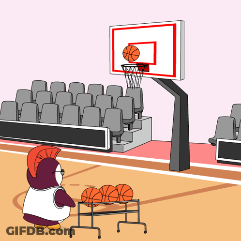 A Cartoon Of A Basketball Hoop With A Basketball In It GIF