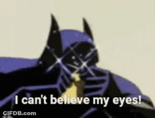 A Cartoon Of A Batman Covering His Eyes With His Hands And The Words `` I Can 'T Believe My Eyes '' . GIF
