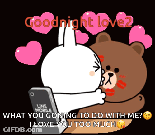 A Cartoon Of A Bear And A Rabbit Hugging With The Words Goodnight Love 2 GIF