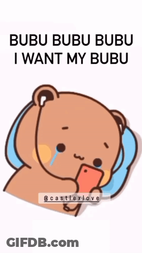 A Cartoon Of A Bear Holding A Cell Phone With The Words Bubu Bubu Bubu I Want My Bubu GIF