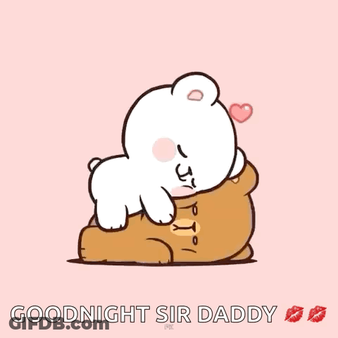 A Cartoon Of A Bear Hugging Another Bear With The Words `` Goodnight Sir Daddy '' Written On The Bottom . GIF