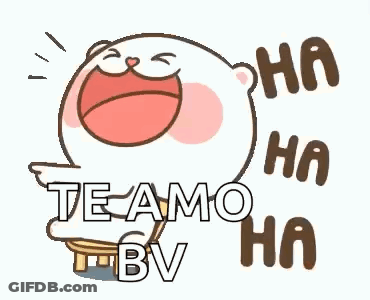 A Cartoon Of A Bear Laughing With The Words `` Te Amo '' Written On It . GIF