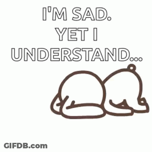A Cartoon Of A Bear Laying Down With The Words `` I 'M Sad , Yet I Understand . '' GIF