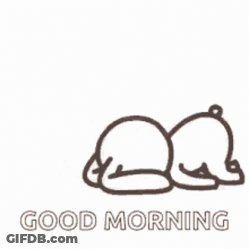 A Cartoon Of A Bear Laying On Its Back With The Words `` Good Morning '' . GIF
