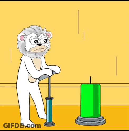A Cartoon Of A Bear Pumping A Green Object GIF